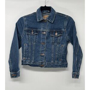 Levi Strauss Denim Jean Jacket Girls Large Blue Trucker Preppy American Playdate